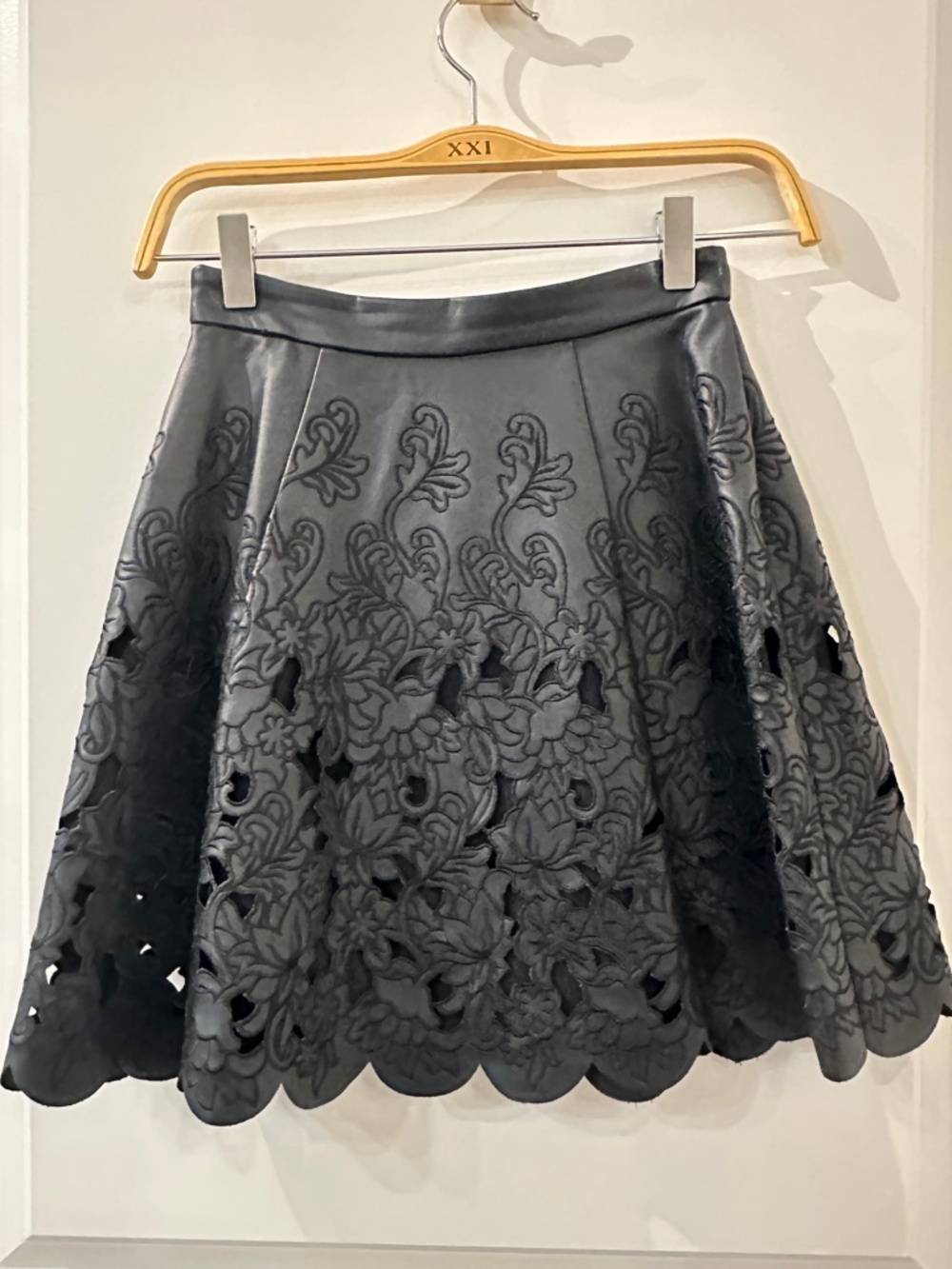 Club Monaco Black Embroidered Circle Skirt